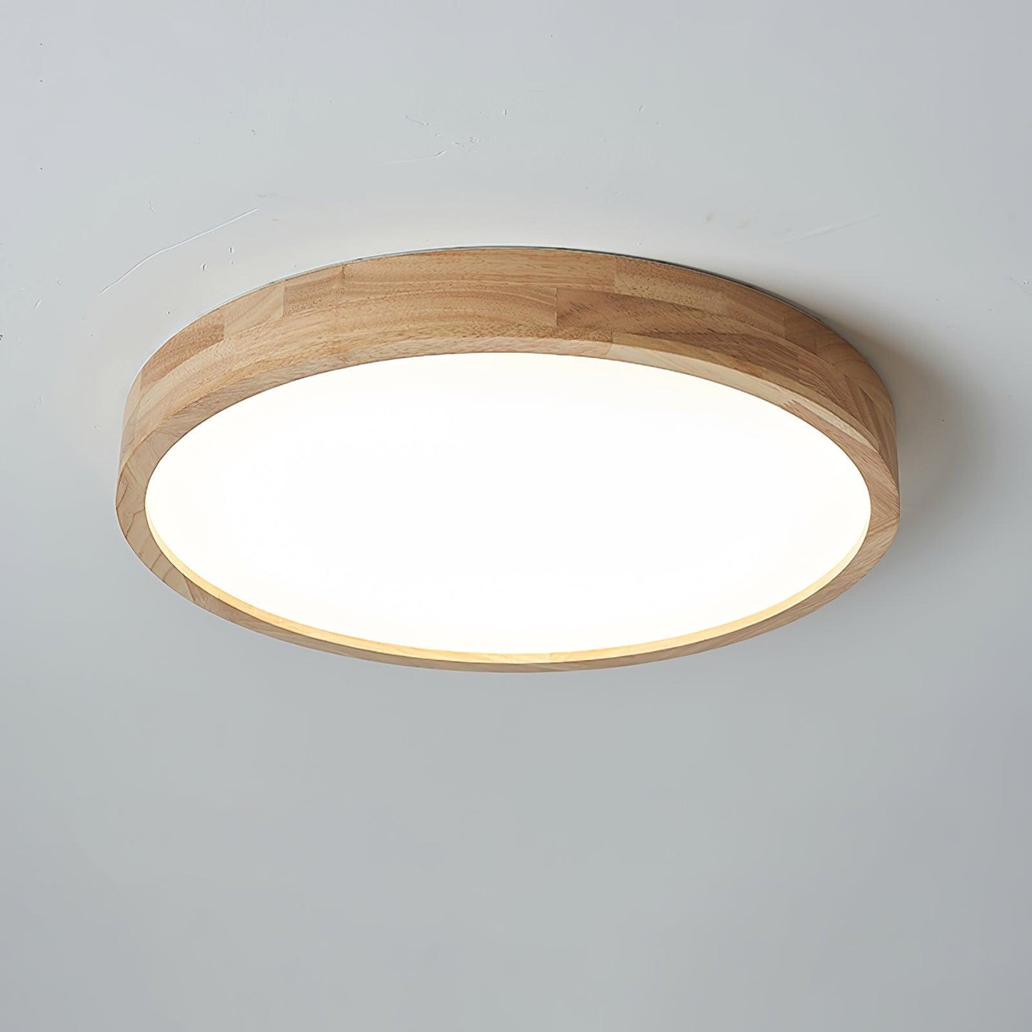 Minimalist Wood Flush Mount Ceiling Light With Round Shade