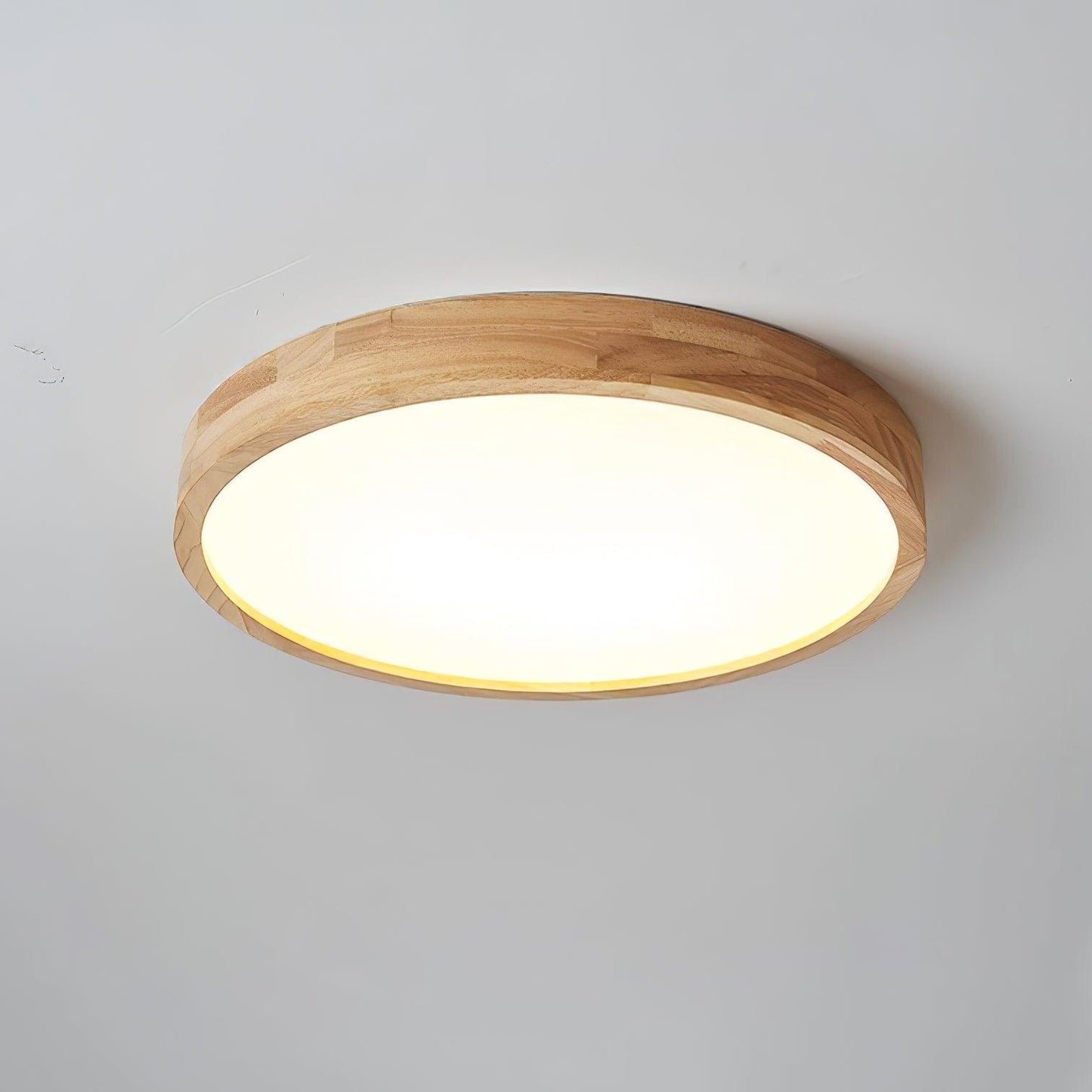 Minimalist Wood Flush Mount Ceiling Light With Round Shade