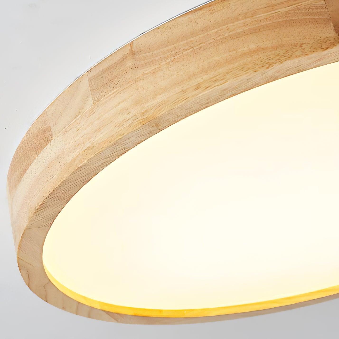 Minimalist Wood Flush Mount Ceiling Light With Round Shade