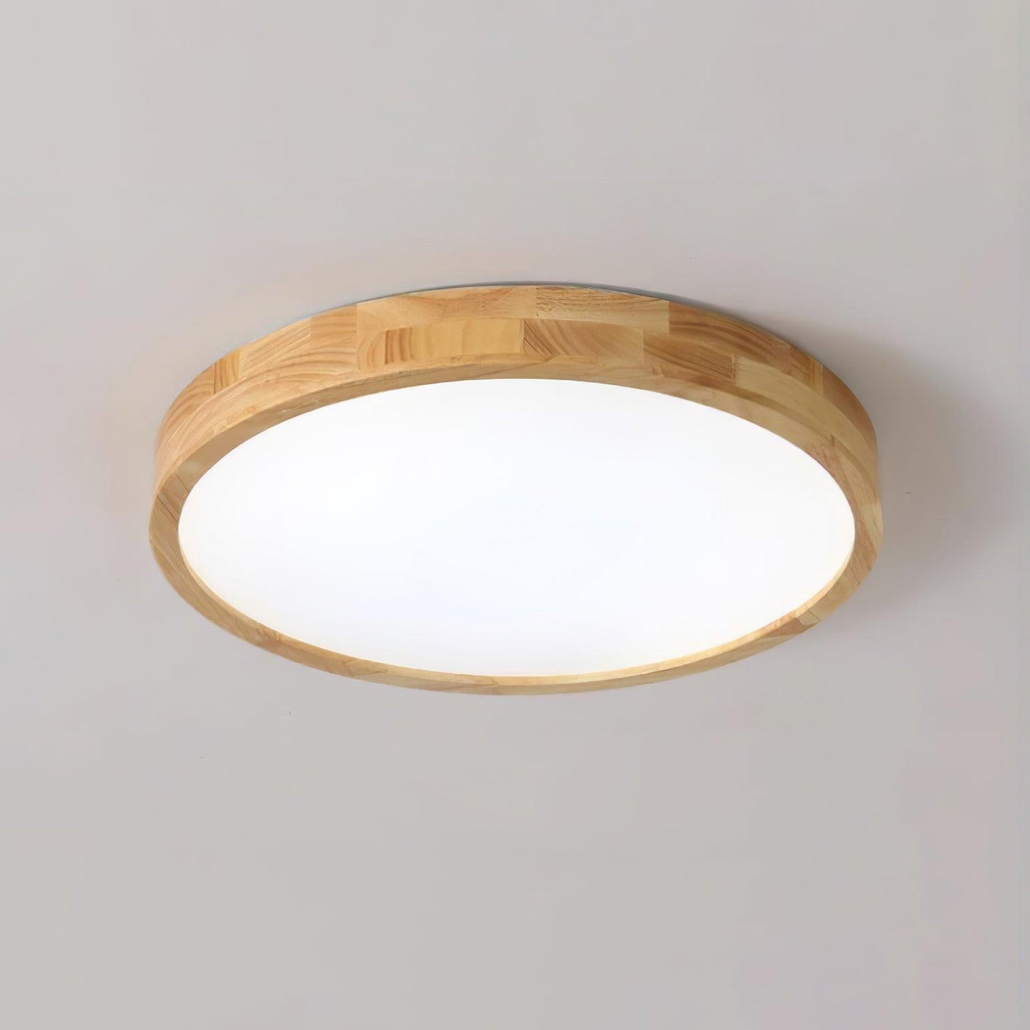 Minimalist Wood Flush Mount Ceiling Light With Round Shade