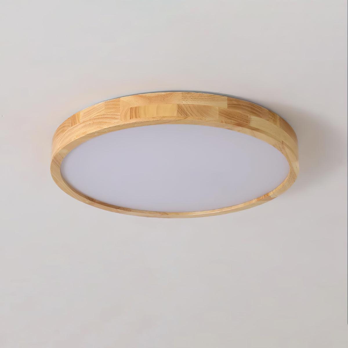 Minimalist Wood Flush Mount Ceiling Light With Round Shade