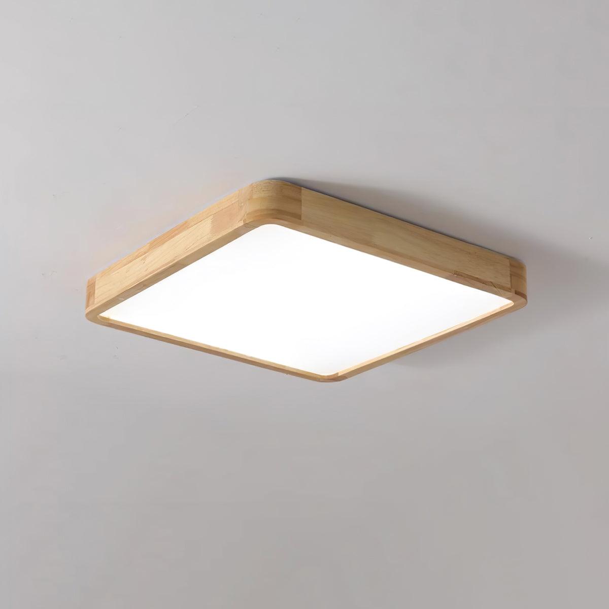 Minimalist Wood Flush Mount Ceiling Light With Round Shade