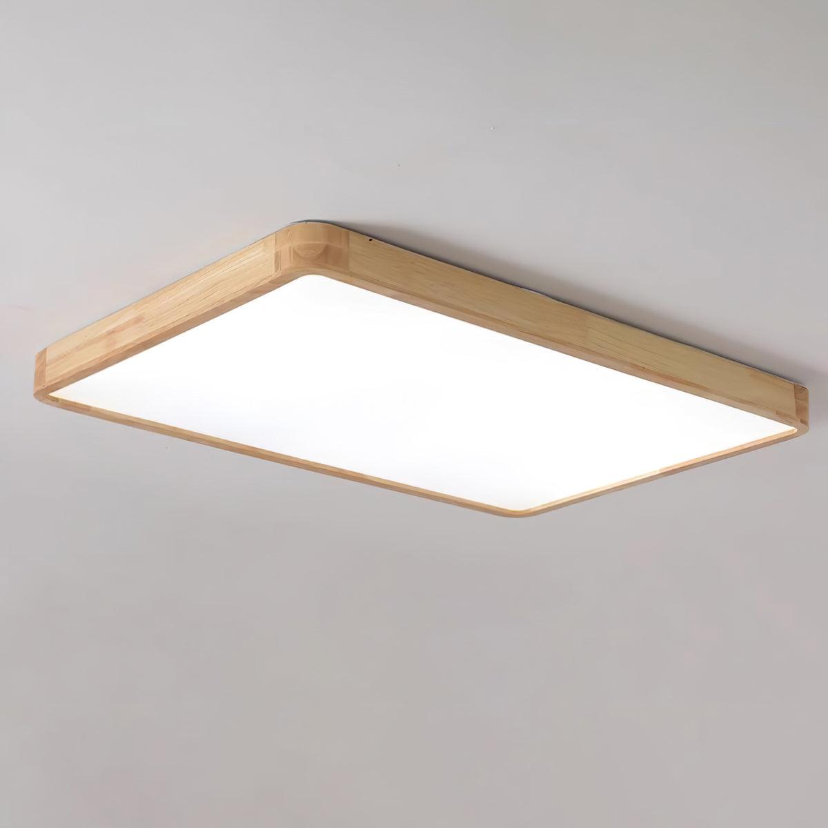 Minimalist Wood Flush Mount Ceiling Light With Round Shade