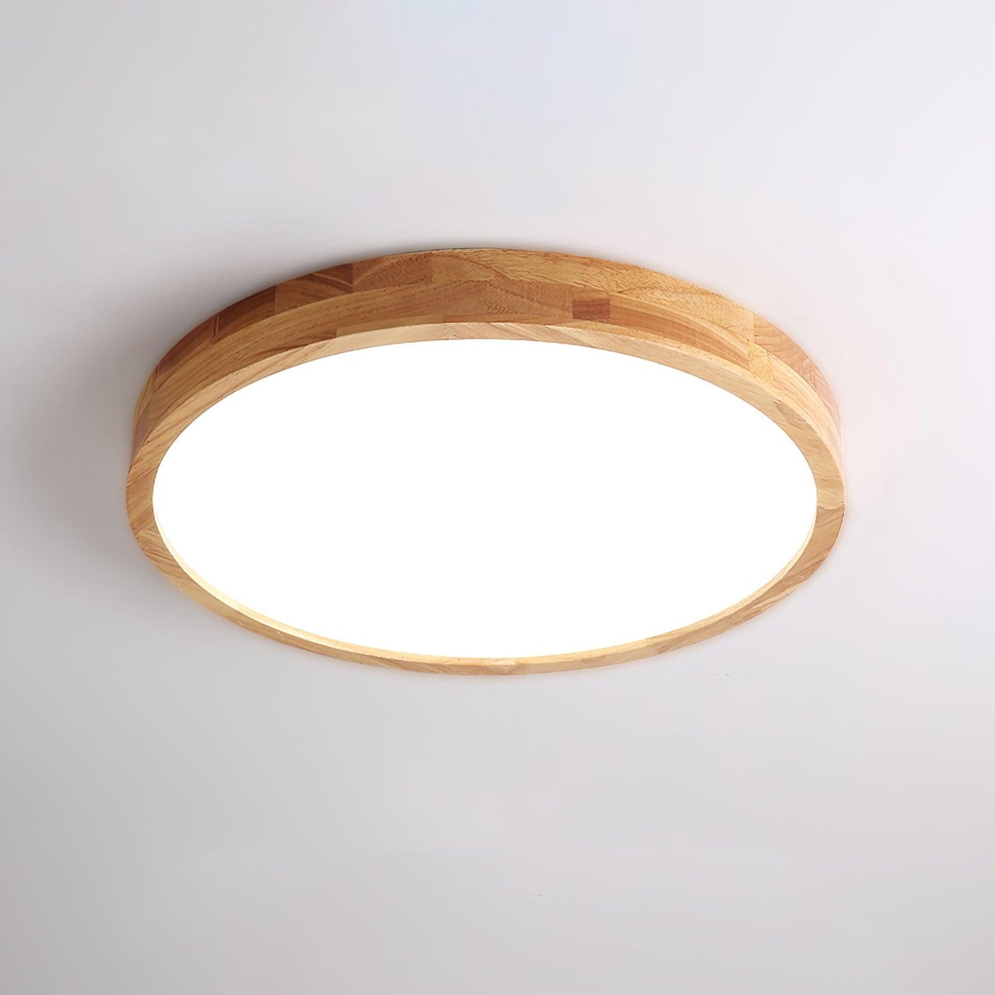 Minimalist Wood Flush Mount Ceiling Light With Round Shade