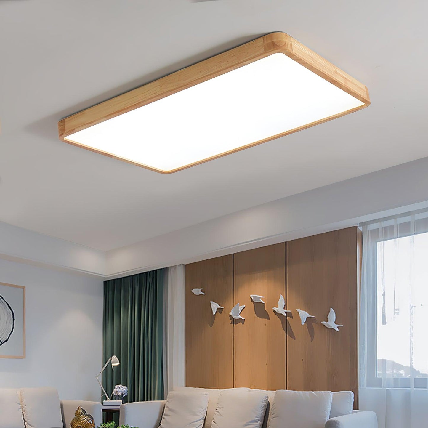 Minimalist Wood Flush Mount Ceiling Light With Round Shade