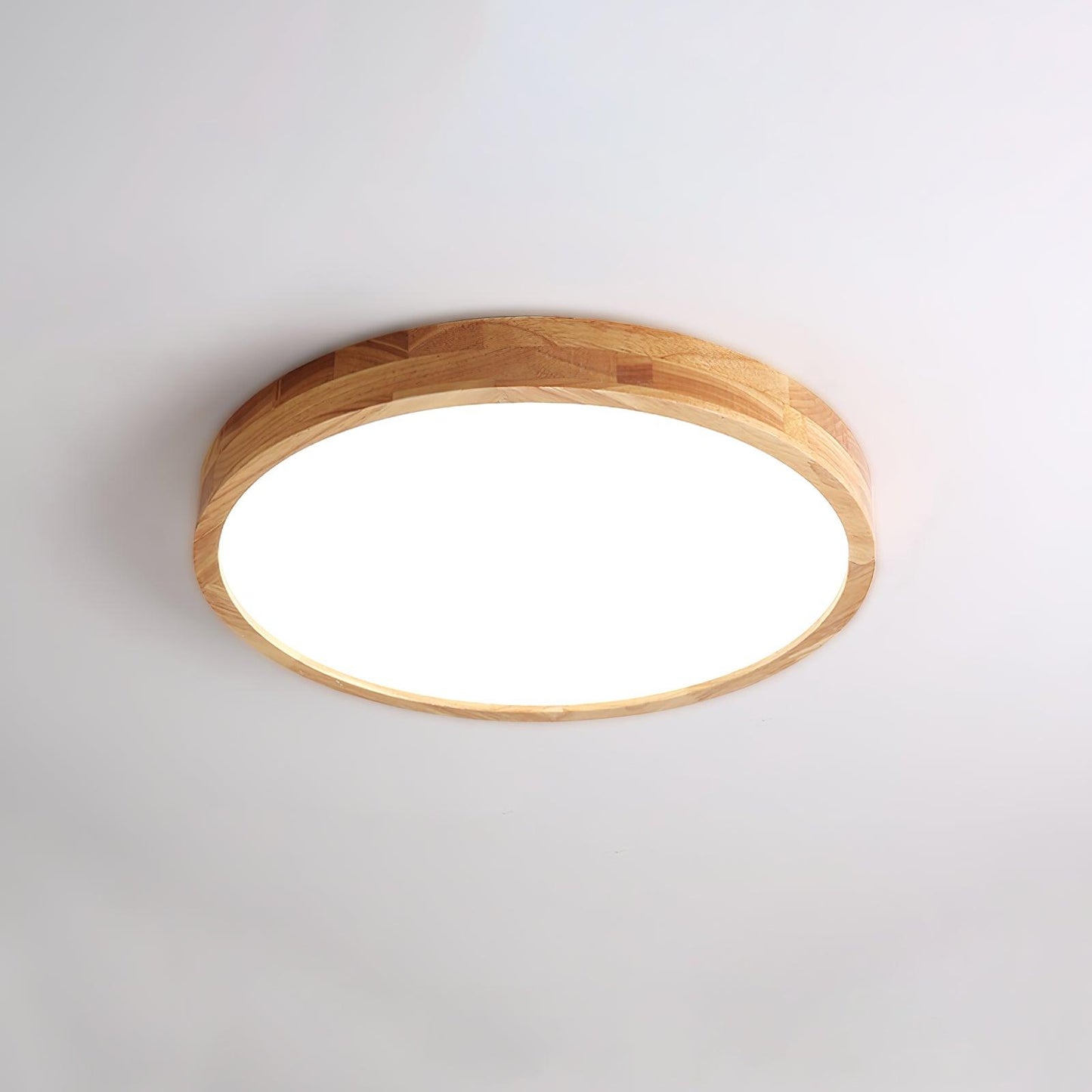 Minimalist Wood Flush Mount Ceiling Light With Round Shade