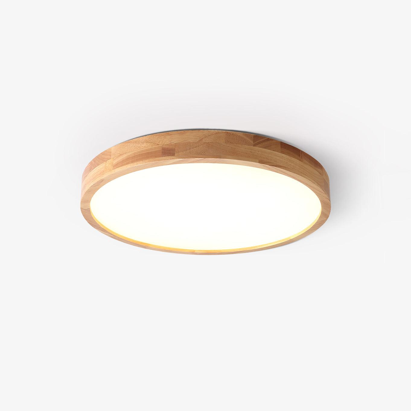 Minimalist Wood Flush Mount Ceiling Light With Round Shade