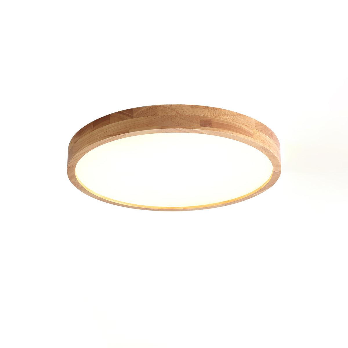 Minimalist Wood Flush Mount Ceiling Light With Round Shade