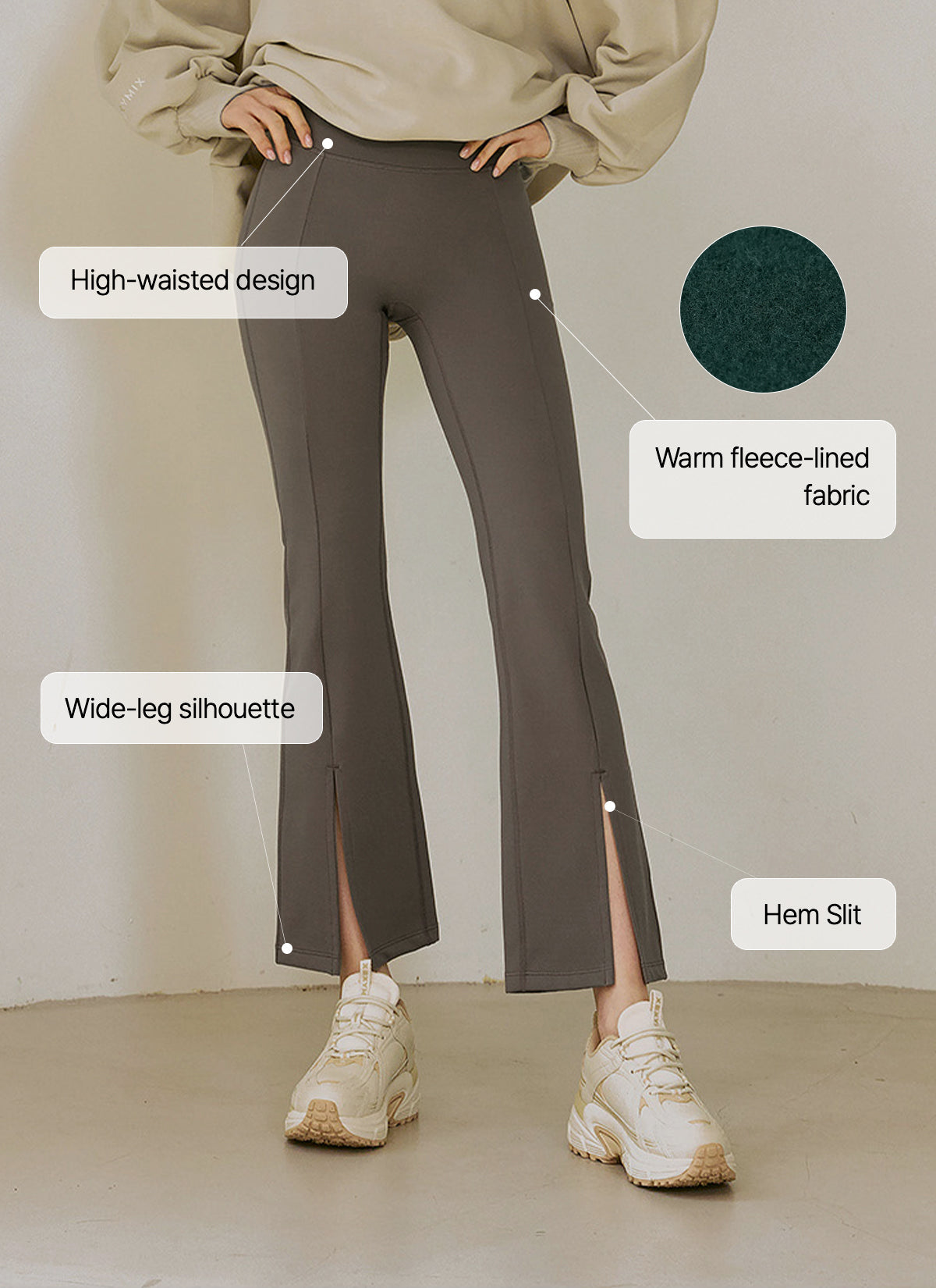 [Only New Member]XELLA Napping Boots Cut Slit Pants