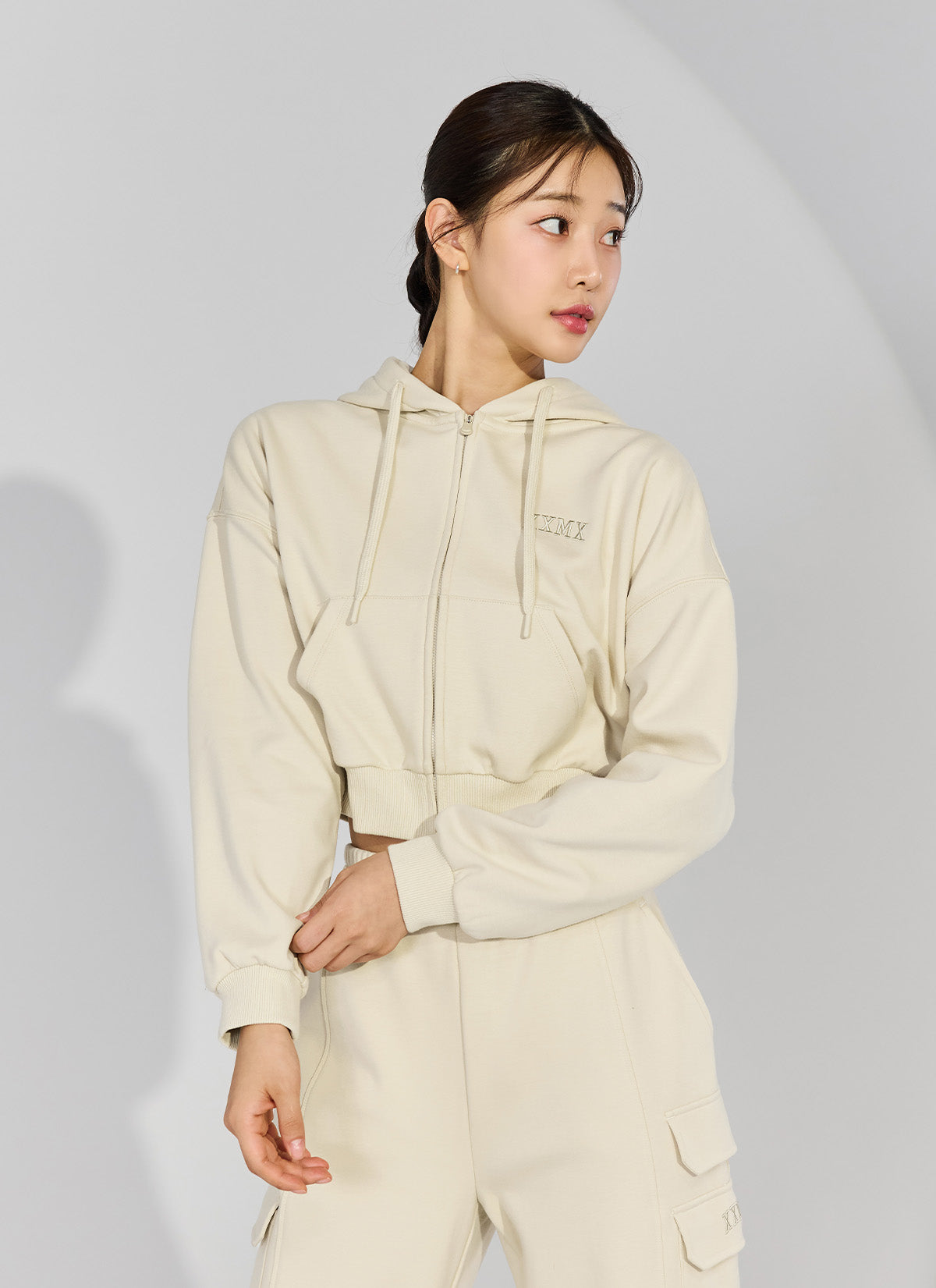 Warm Cotton Crop Hood Zip-up