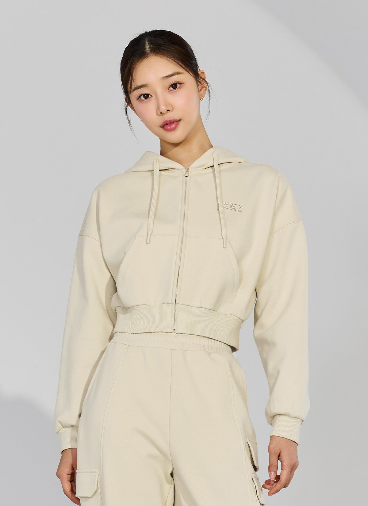 Warm Cotton Crop Hood Zip-up