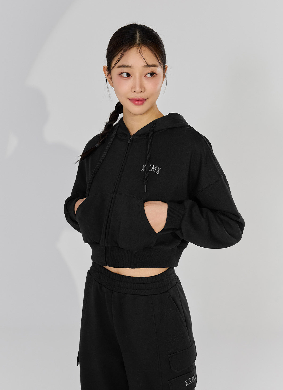 Warm Cotton Crop Hood Zip-up