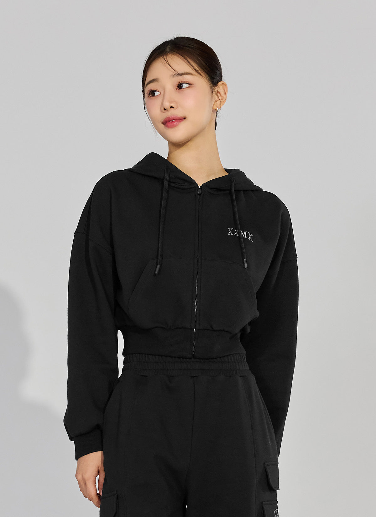 Warm Cotton Crop Hood Zip-up