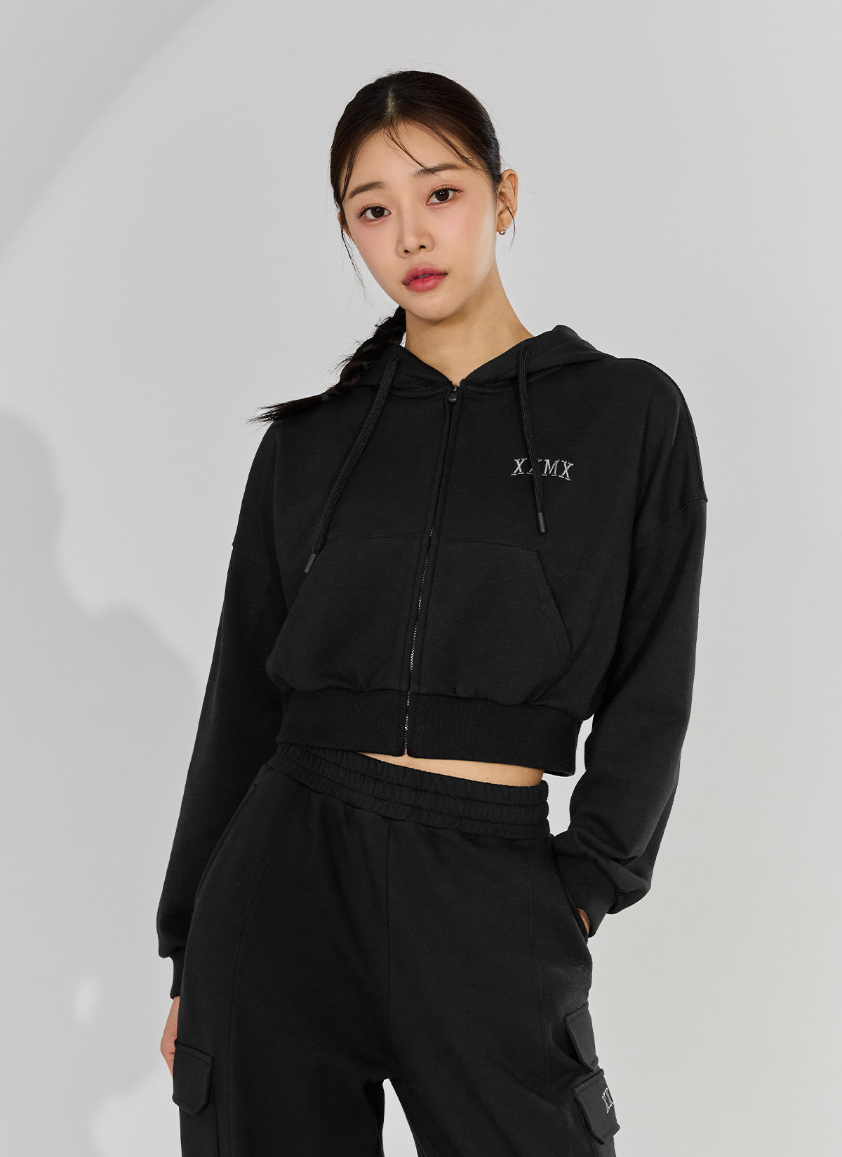 Warm Cotton Crop Hood Zip-up