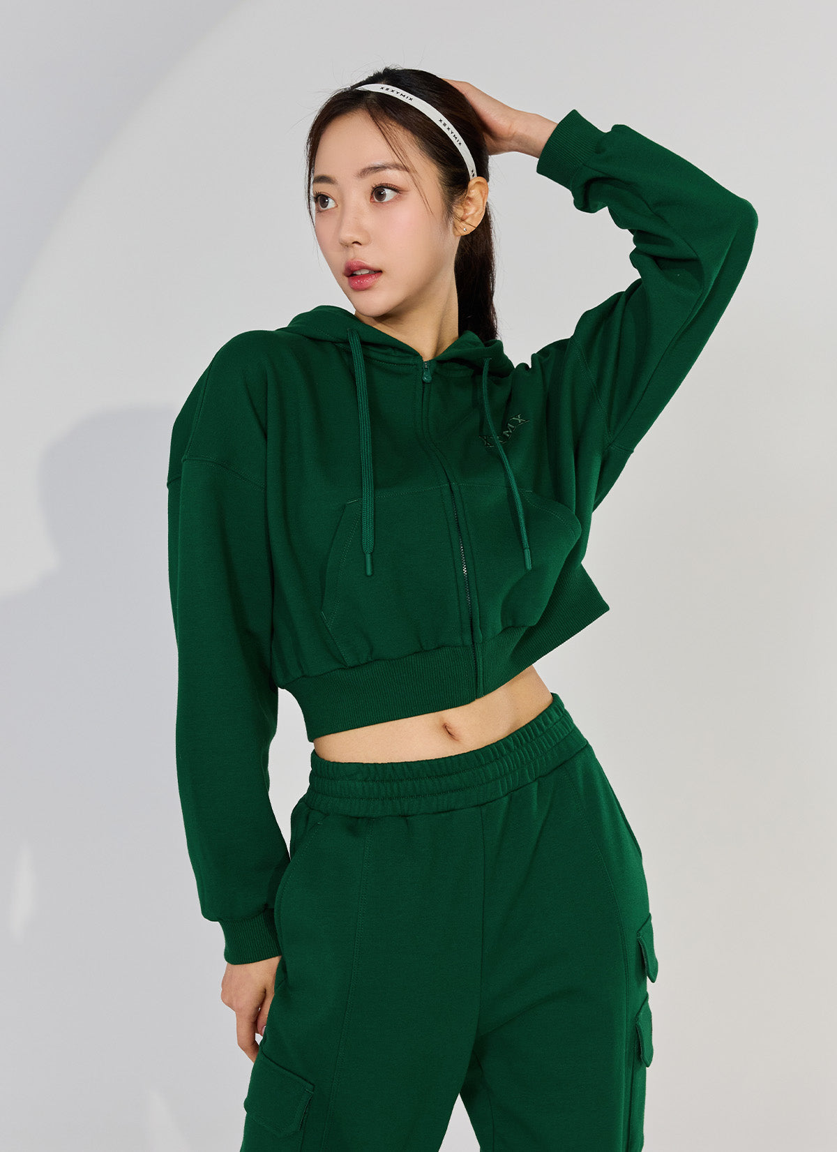 Warm Cotton Crop Hood Zip-up