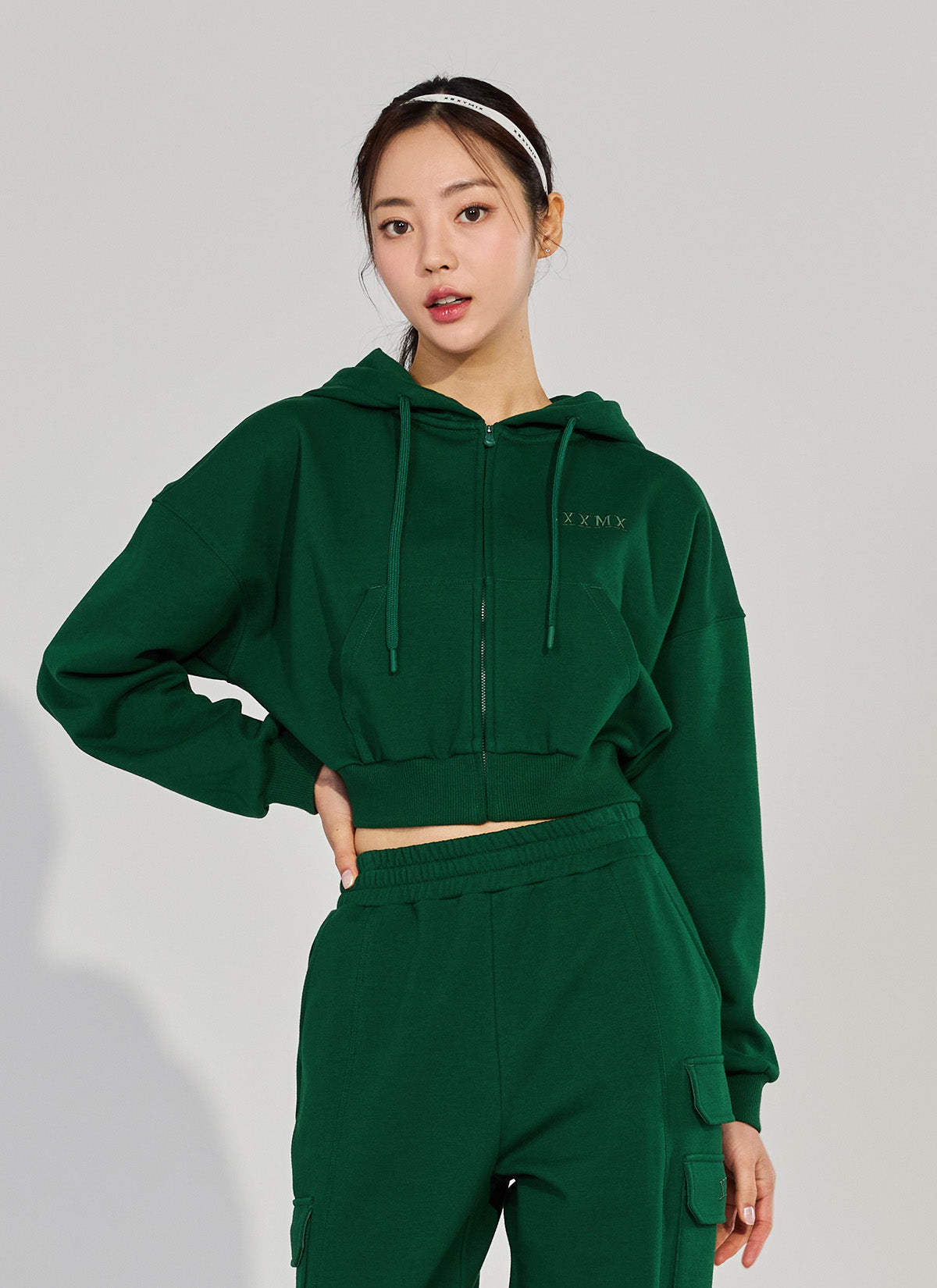 Warm Cotton Crop Hood Zip-up