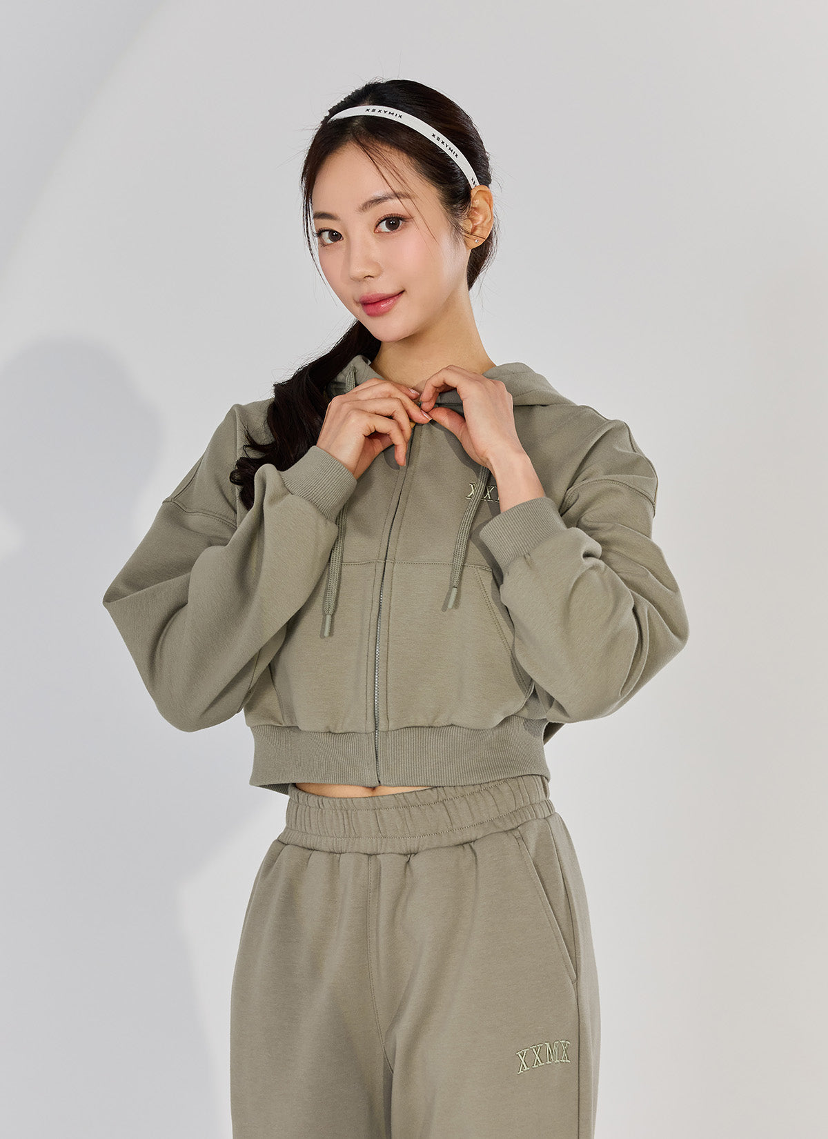 Warm Cotton Crop Hood Zip-up