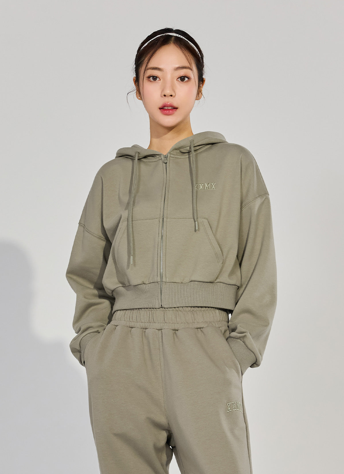 Warm Cotton Crop Hood Zip-up