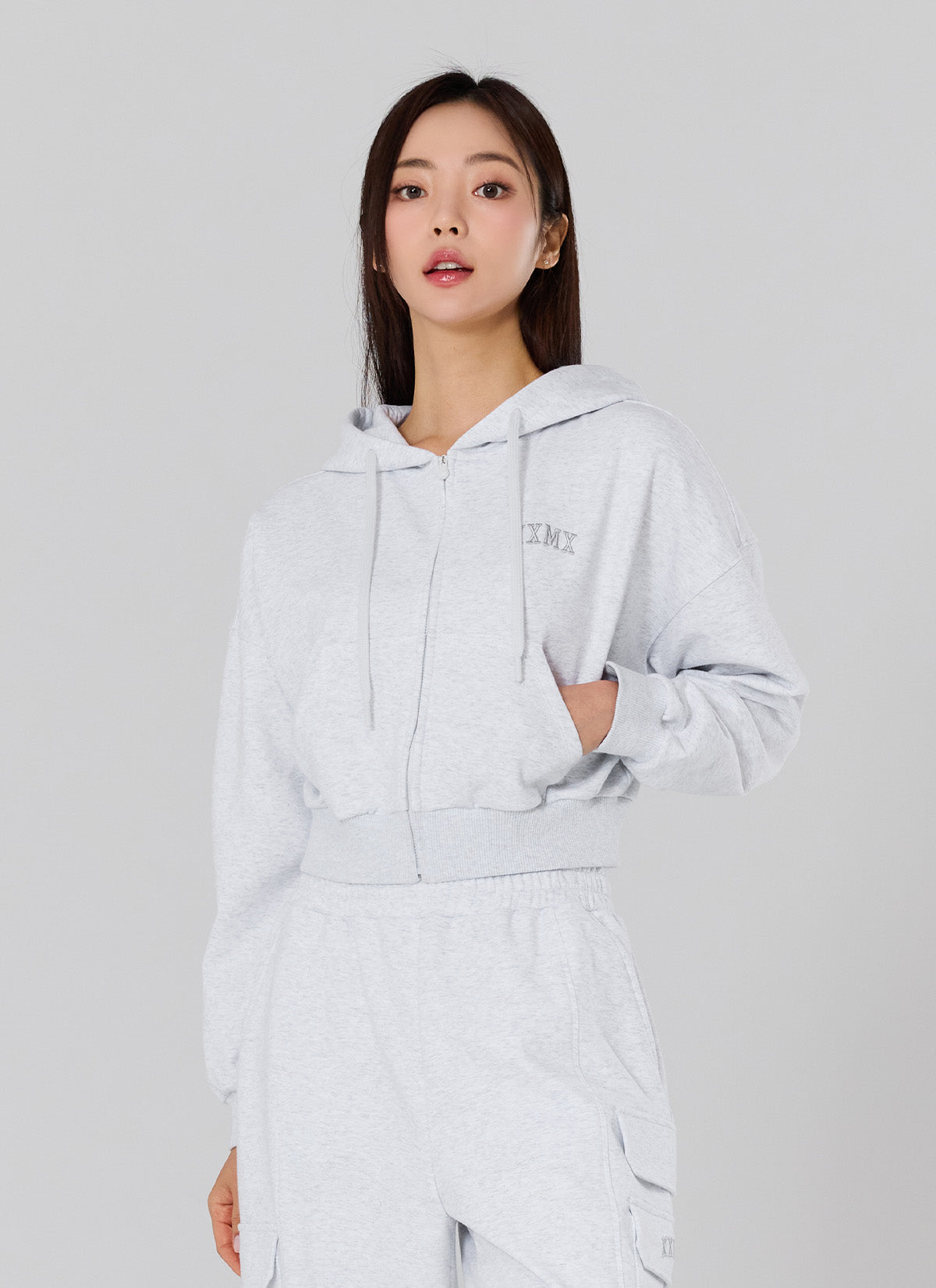 Warm Cotton Crop Hood Zip-up