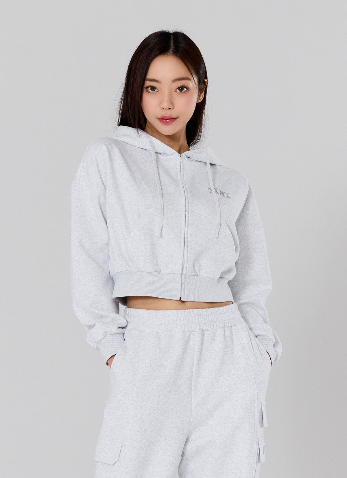 Warm Cotton Crop Hood Zip-up