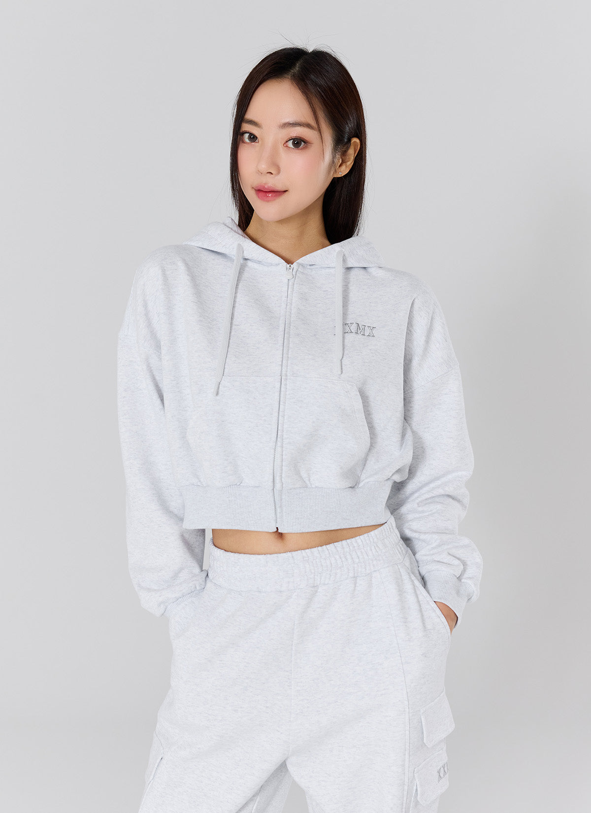 Warm Cotton Crop Hood Zip-up