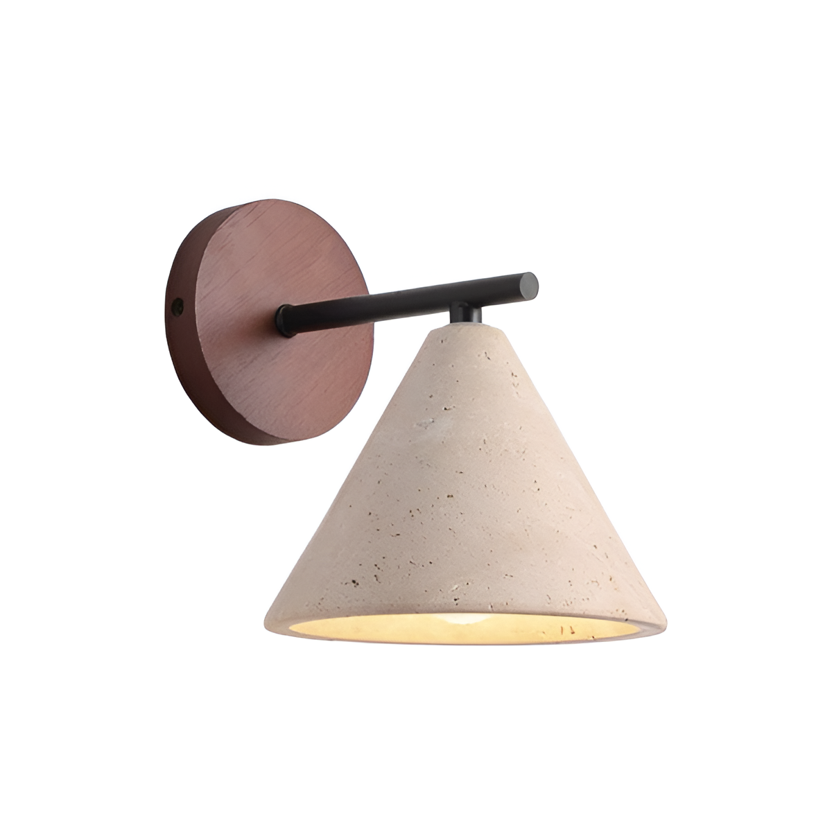Yellow Travertine Cone Wall Light With Wood Base LED Light