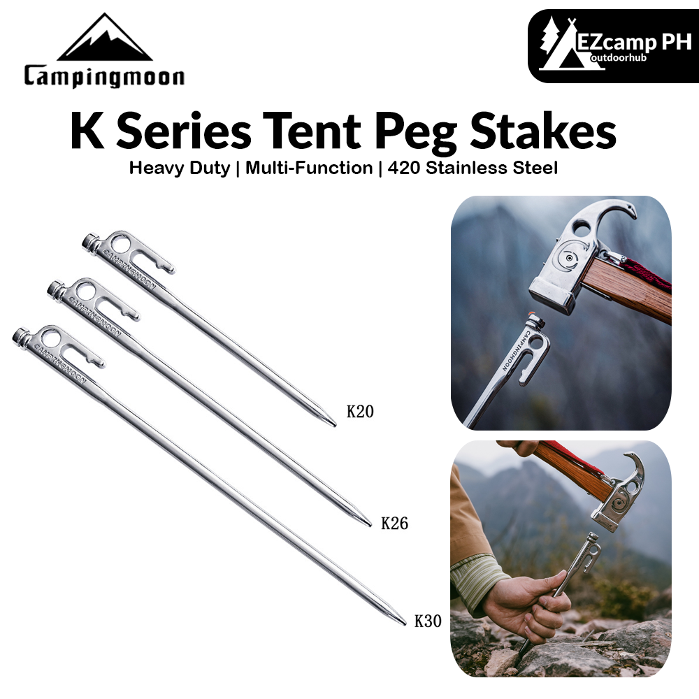 Campingmoon K Series Tent Peg Stakes Pure Forged 420 Stainless Steel Ultra Heavy Duty 20 26 30 35 40 CM Outdoor Camping Canopy Ground Nails Tent