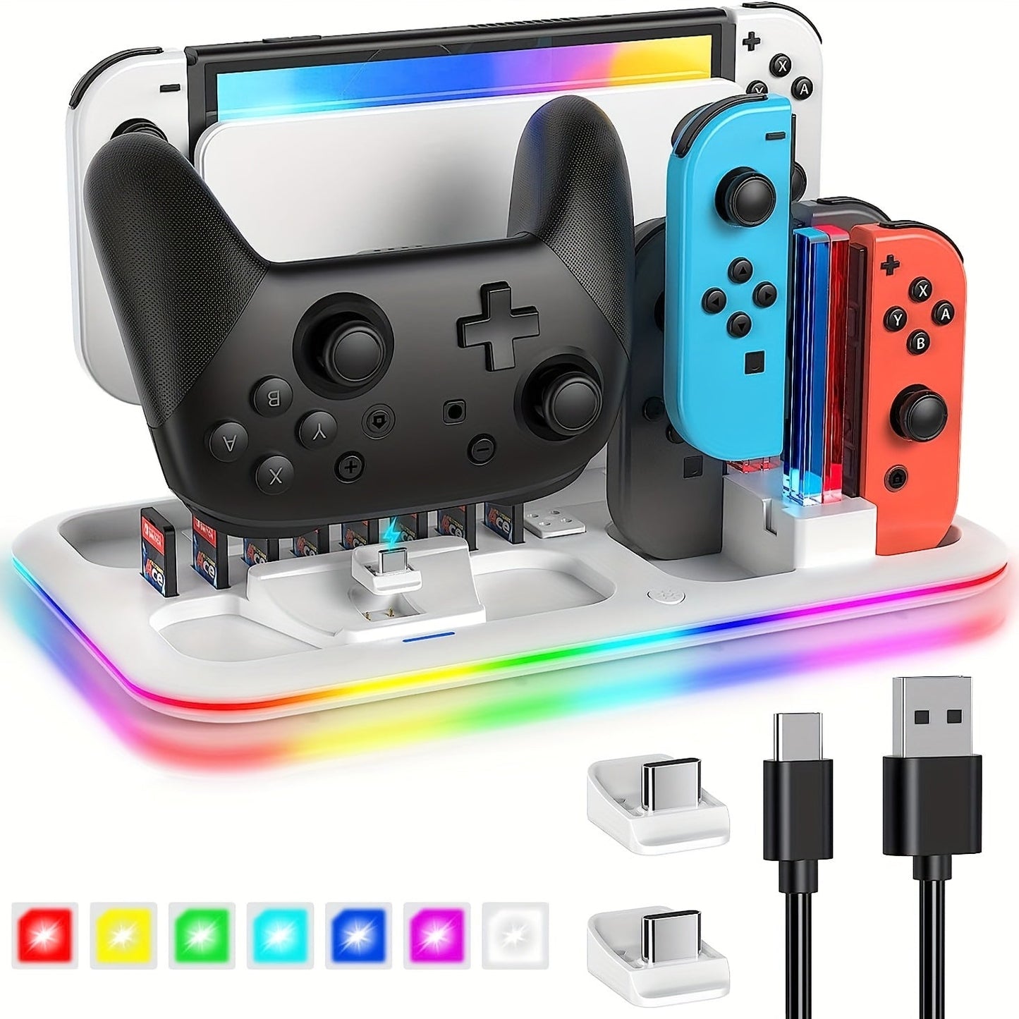 Premium RGB LED Charging Dock for Nintendo Switch/OLED TJR3M7P