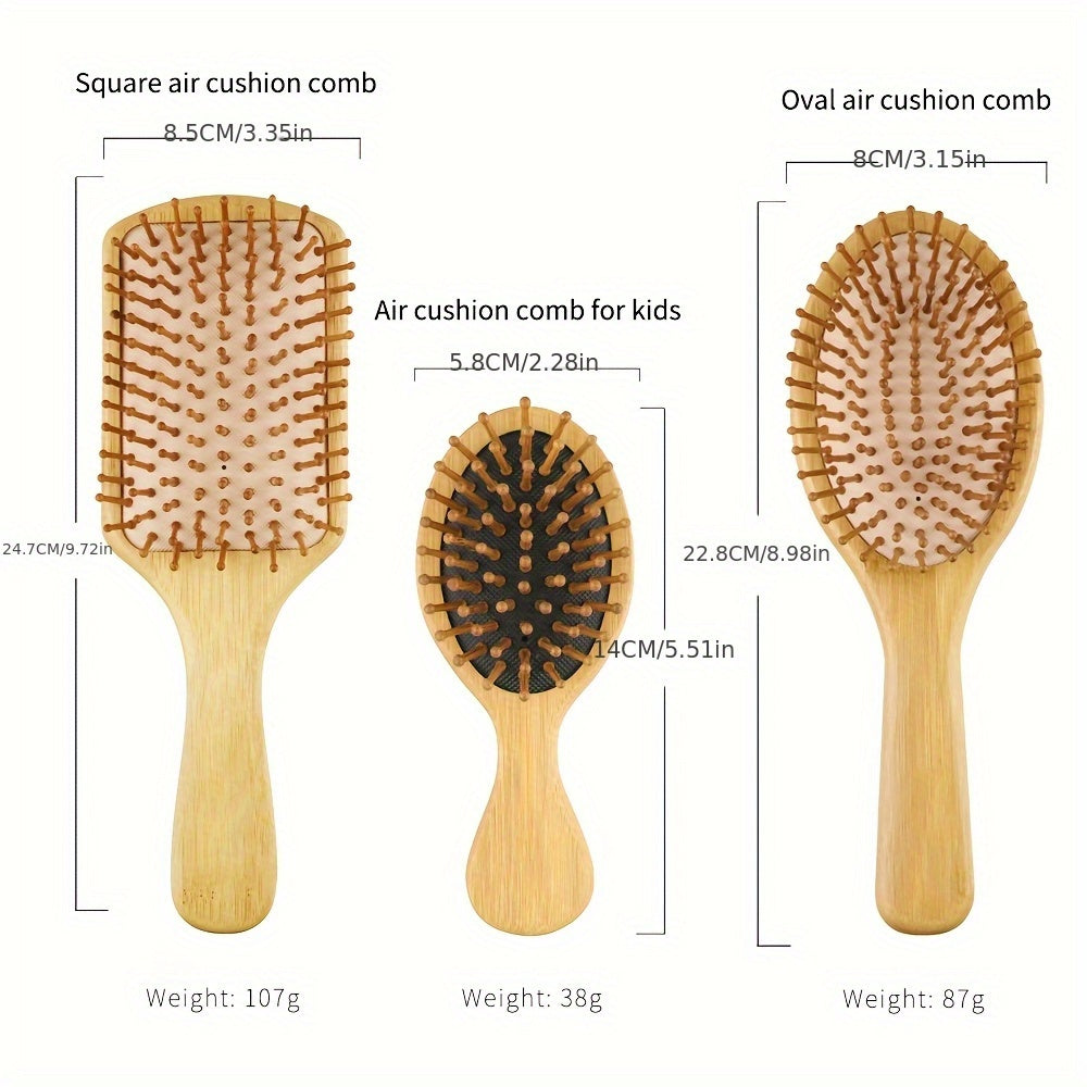 6pcs Bamboo Hair Brush Set for Men & Women - INK3