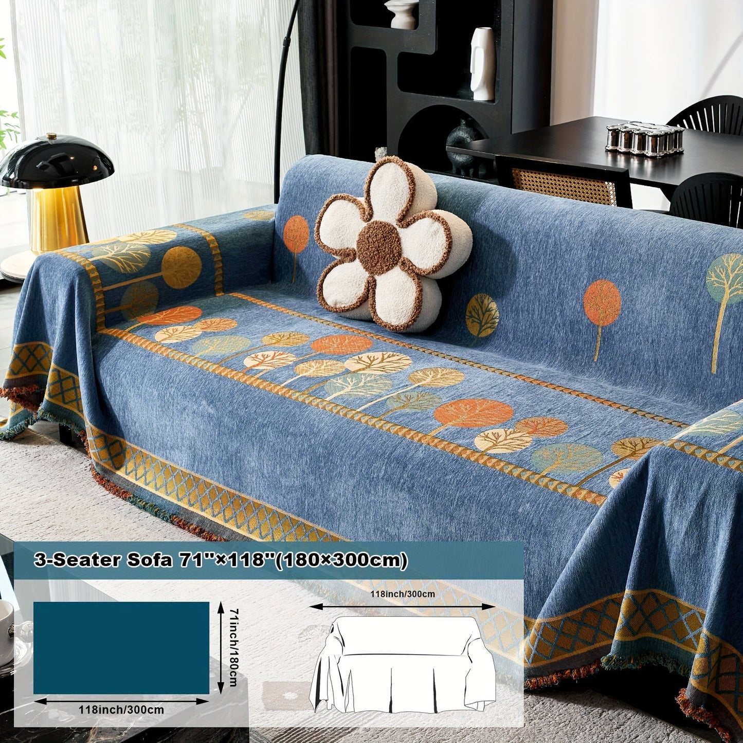 Bohemian Leaf Chenille Sofa Cover-6JTD