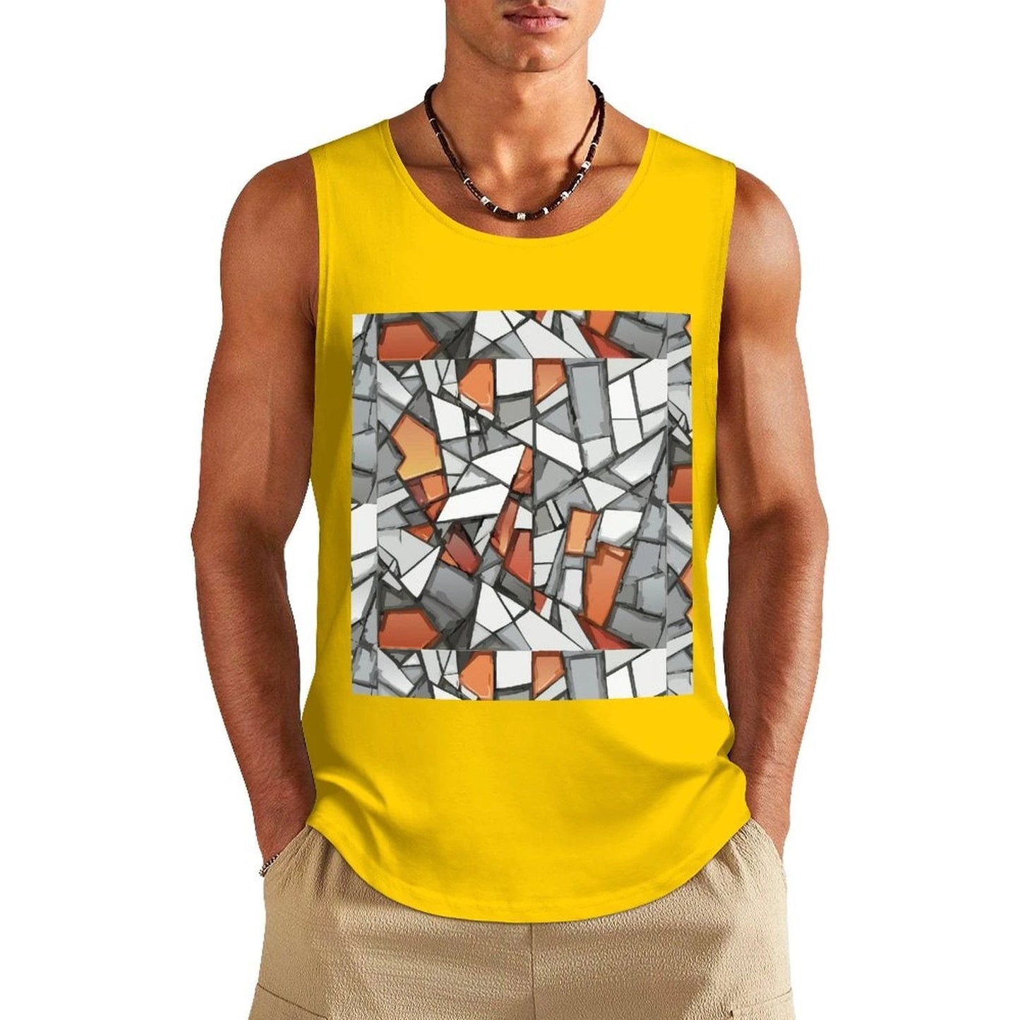Graffiti Frame Cotton Tank Top — Teal Tank with Street Art Chest Print for Summer Sessions