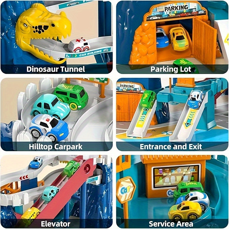 Dinosaur-Themed Race Track Set, Battery-Free TJR9P2M