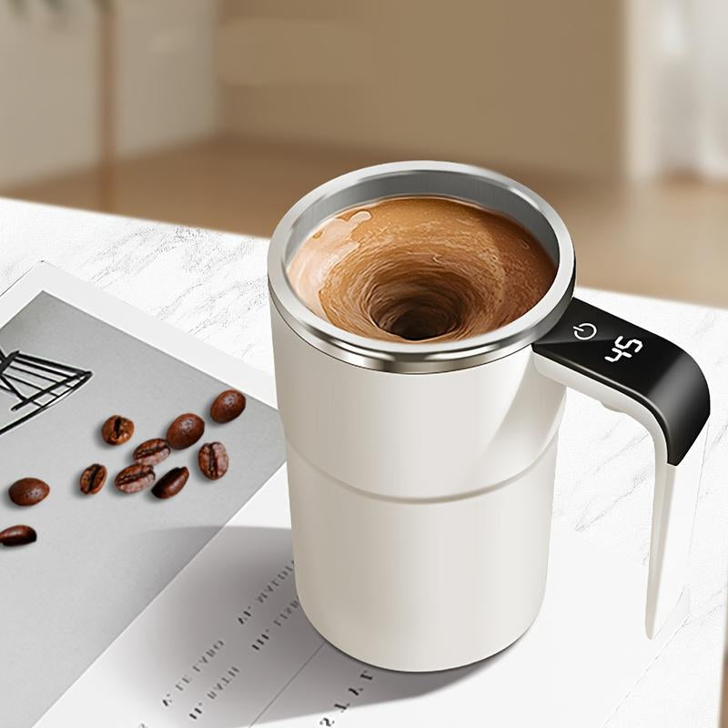 Stainless Steel Self-Stirring Coffee Cup with Lid & Self-Heating Function