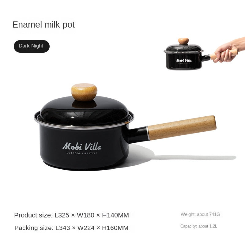 Mobi Garden Enamel Milk Pot Portable Lightweight Glazed Saucepan Small Soup Pot Outdoor Camping Cooking Utensil Kitchenware Food Grade Stainless Steel