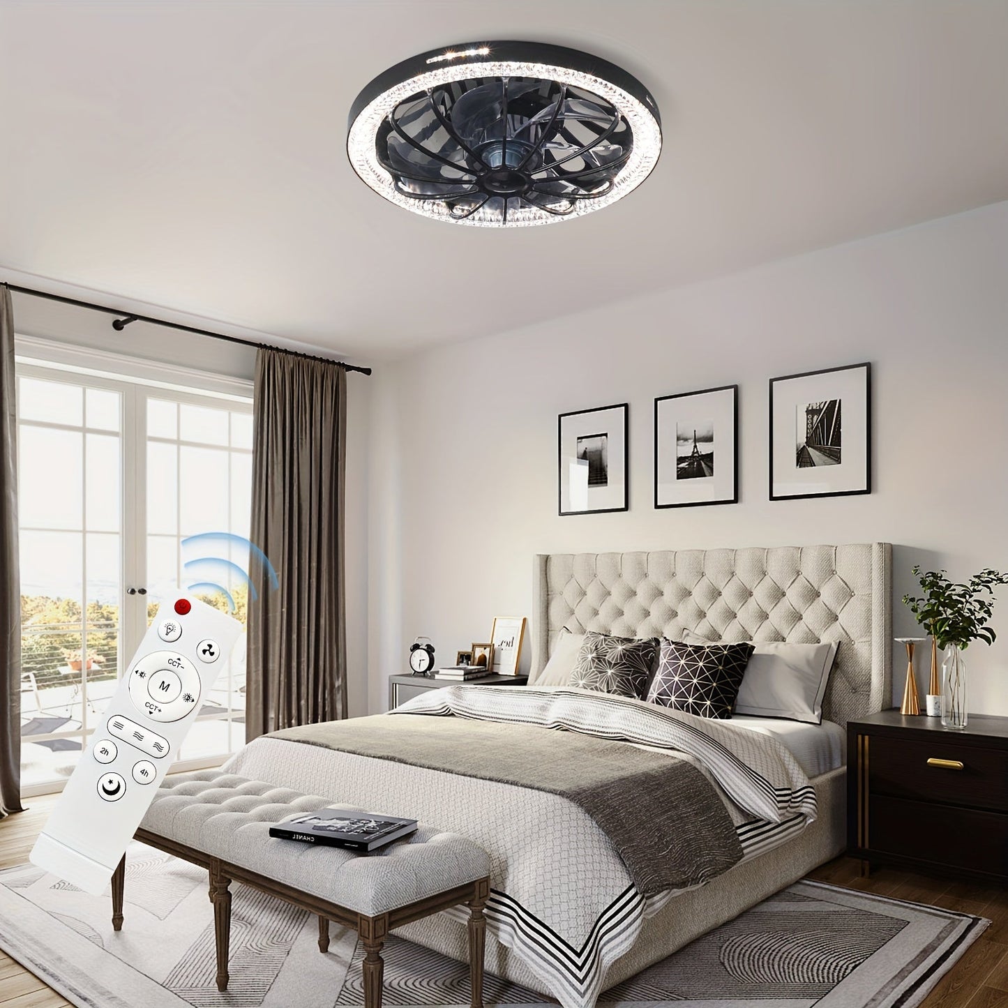 Ceiling Fan with Light & Remote, E26/E27 Base, 3 Speeds – TJR9T3W