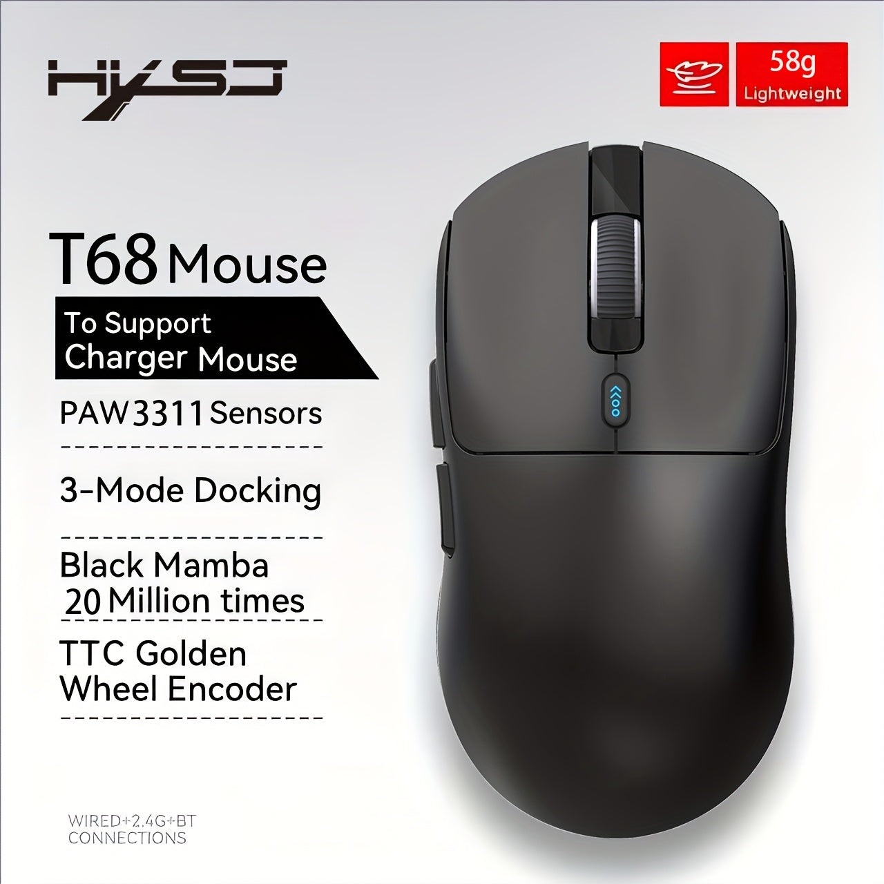 New 2025 Three Mode Gaming Mouse, 12000cpi Adjustable TJR2C9K