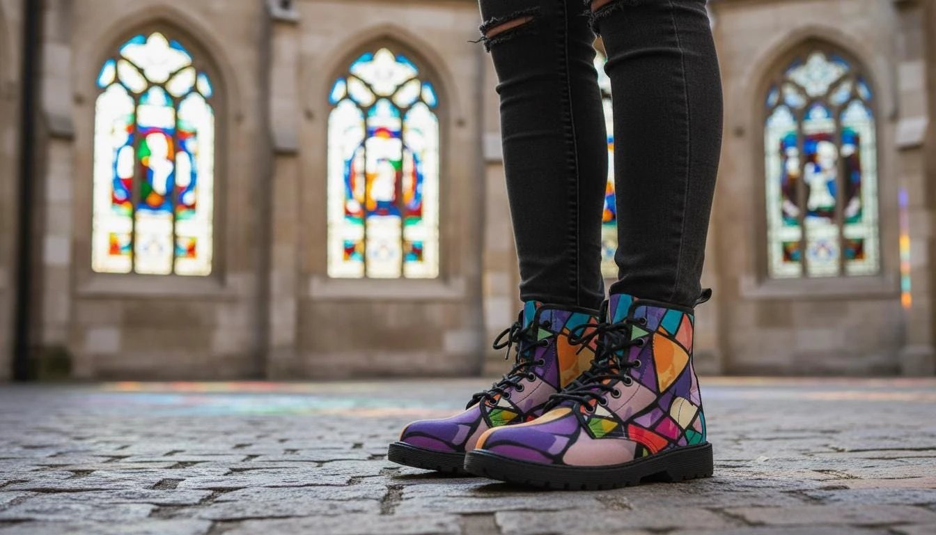 Retro Geometric Abstract Women's Boots - Vibrant Fall Winter Footwear for Creative Style