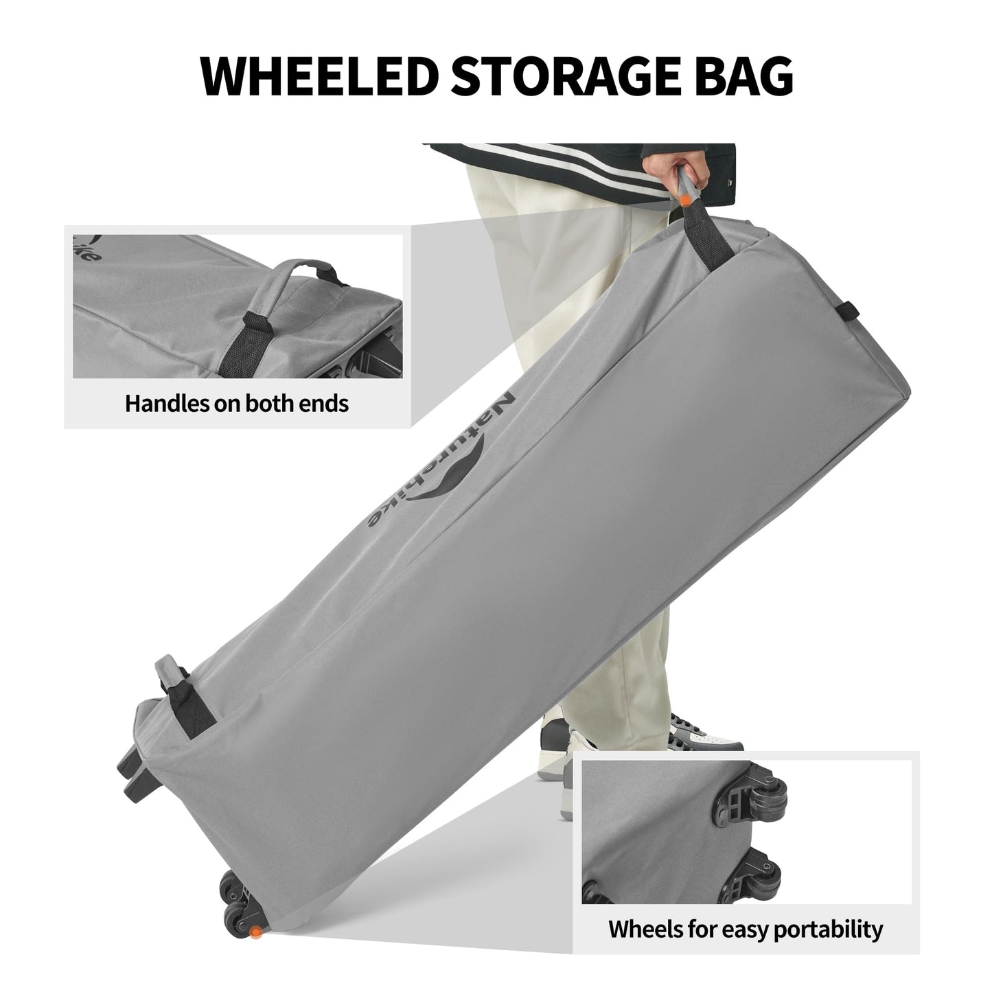 Naturehike Cot Frame & Air Mattress Portable Lightweight 2 Person Folding Camping Cot With Camping Air Mattress Built-in Side Table Camping Bed For Adults