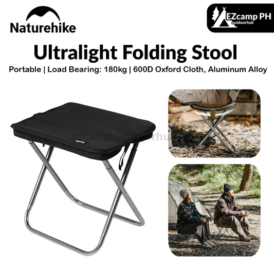 Naturehike Ultralight Folding Stool Portable Mini Chair 7075 Aluminum Alloy Fishing Outdoor Camping Chair 3CM Thick Cushion Seat Load 180kg