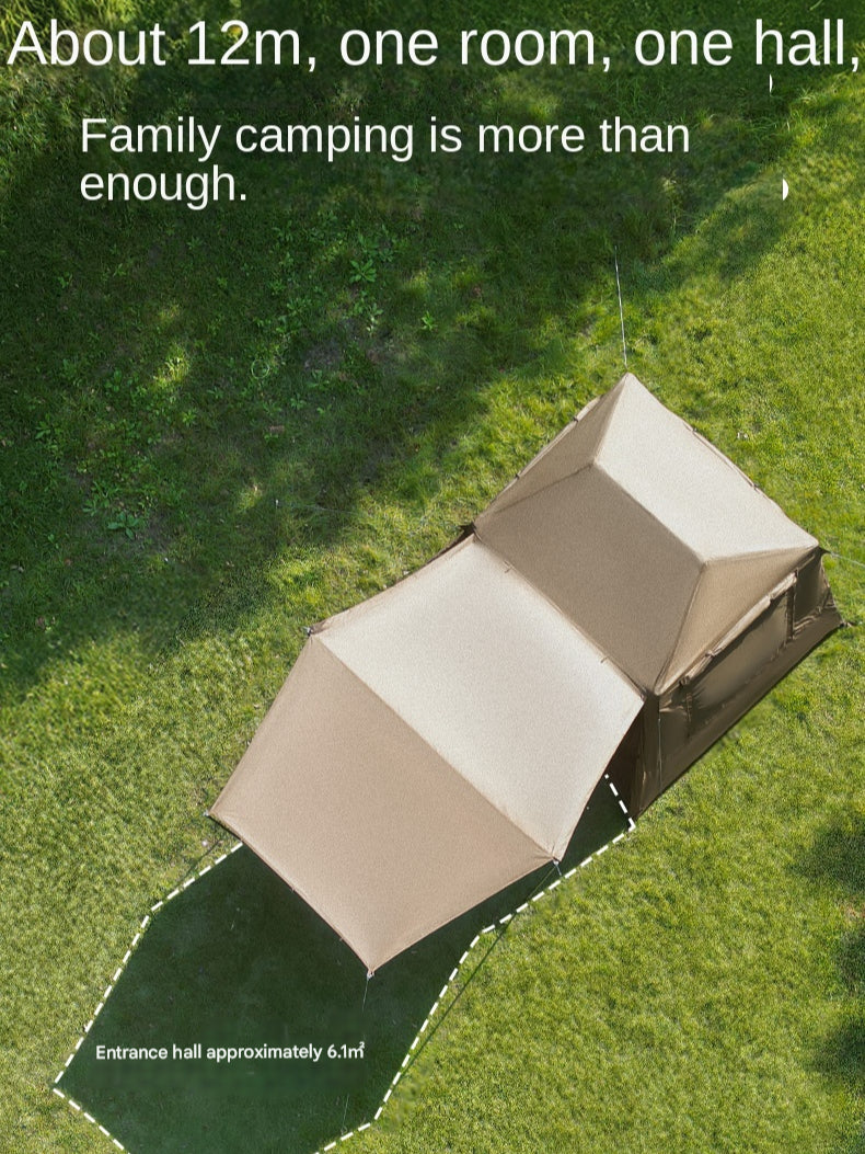 Naturehike VILLAGE 5.0 Gen 3 Fast Build Automatic Tent 1 Bedroom 1 Living Room Extended Canopy Double Layer Tent 4 Person Ti Black Coated Sunscreen