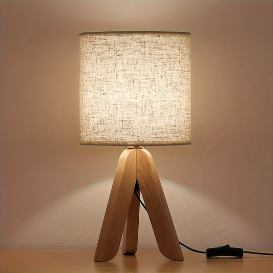 LYOOWNG Wooden Tripod Table Lamp with Linen Shade - YVG9