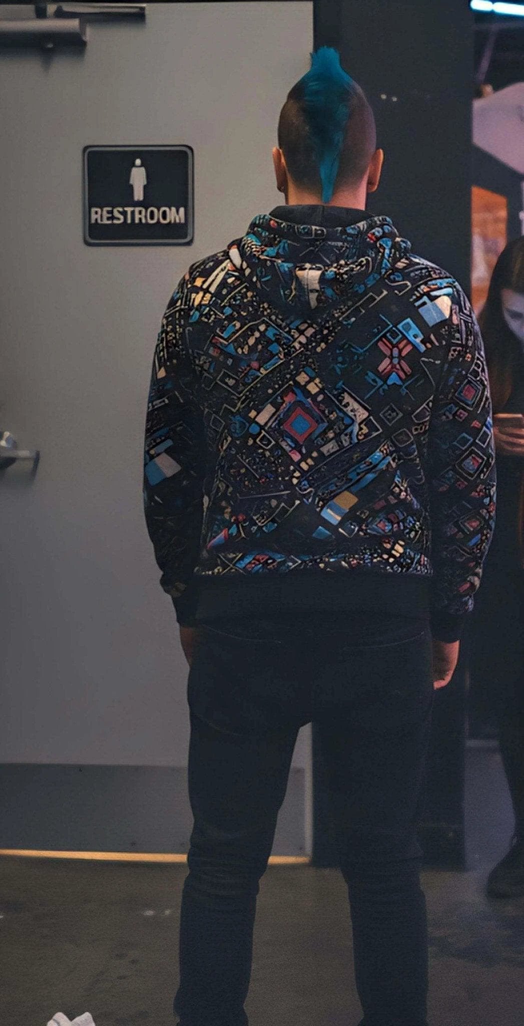 Maximalist Half-Zip for Bold Creatives — Abstract AOP Stand-Up Collar Pullover, Gallery Opening Streetwear, Creative Director Uniform