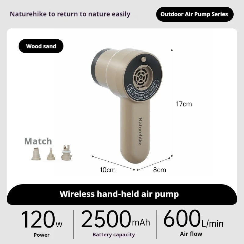 Naturehike Wireless Hand-held Air Pump Inflatable Mat Sofa Pillow Swimming Ring 120W High Pressure Air Compressor Inflator Deflator Pump
