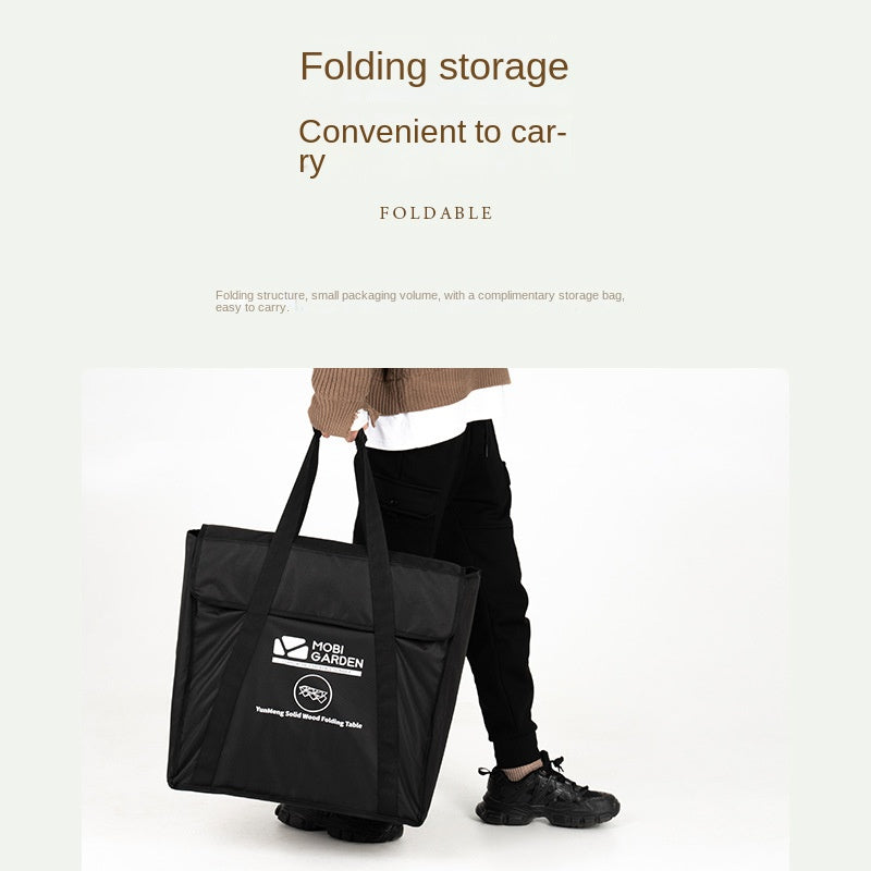 Mobi Garden Multi-Function Folding Table Portable Lightweight Solid Wood Storage Table Multi-layer Shelf Rack Foldable Wooden Table 4 Layer Shelves Outdoor Camping