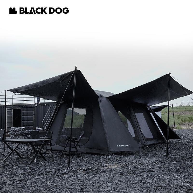 BLACKDOG STAR CHASE Cinema Automatic Cabin Tent Black Fast Build Tent Large 13m² Space for 5-8 Persons Family 2 Bedroom 4 Hall With Projection Screen