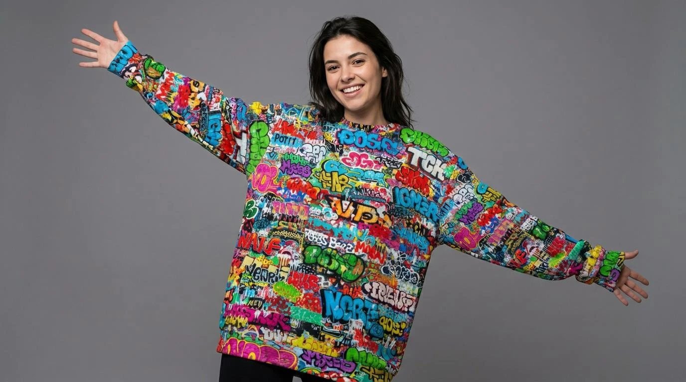 OG Graffiti Tag AOP Crewneck Sweatshirt for Hip-Hop Streetwear Collectors — Vibrant All-Over Print Cotton Unisex Statement Top