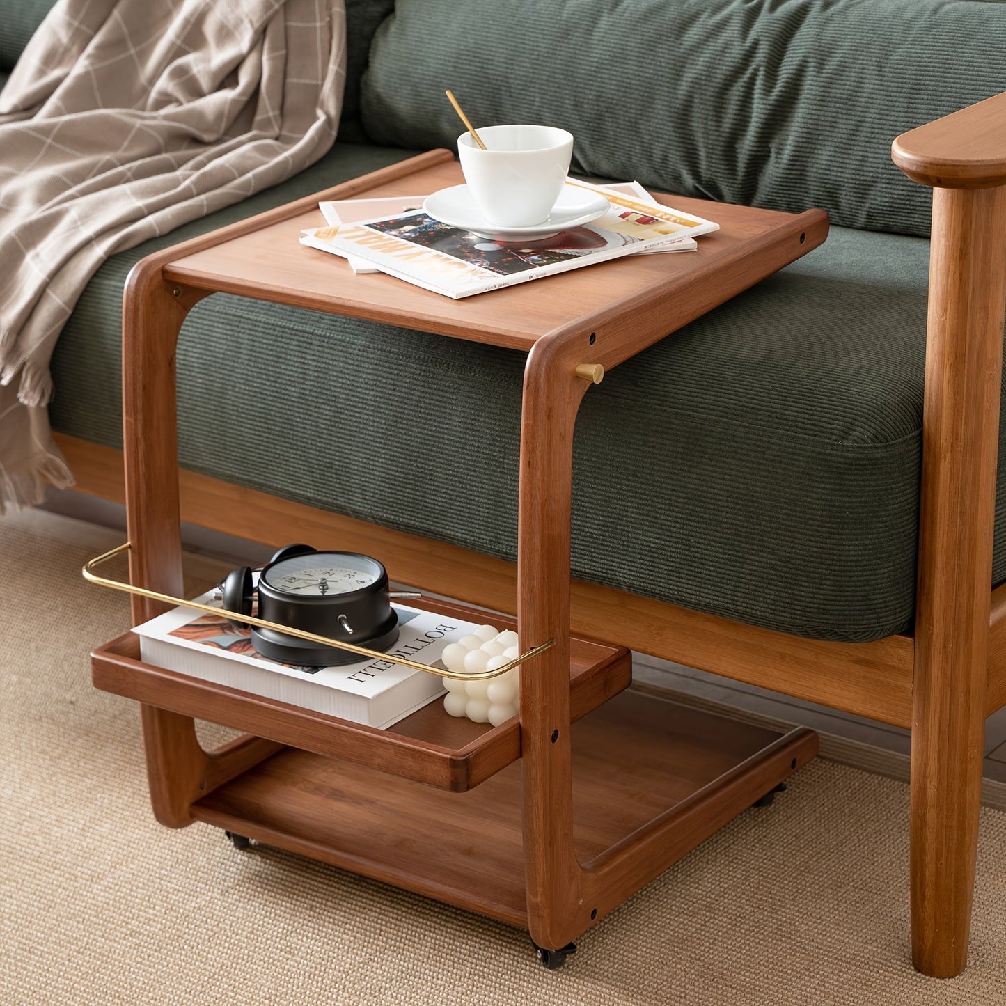 Versatile Bamboo Side Table with Wheels - C2NE
