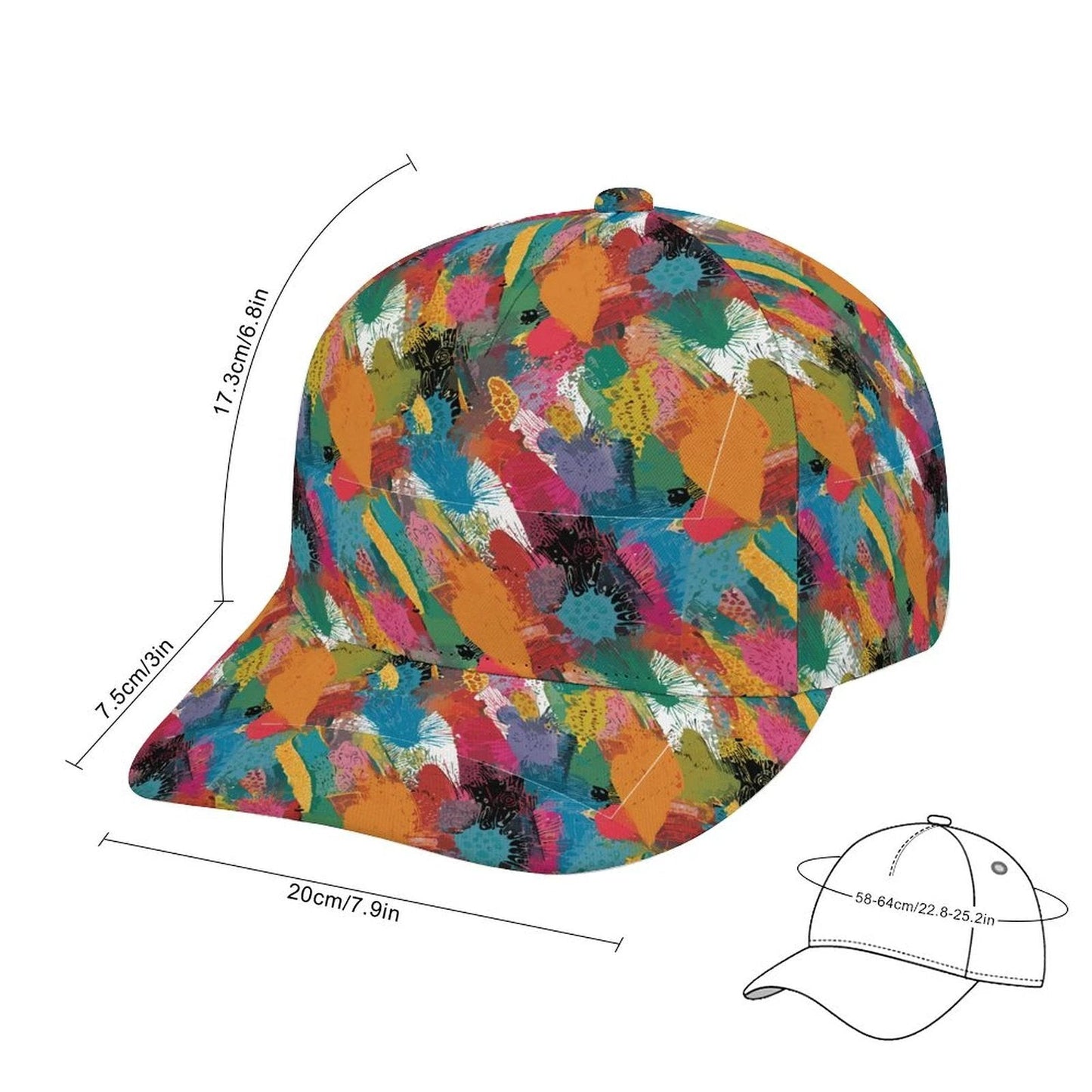 Painters' Plume AOP Bent Brim Snapback Cap | Brushstroke Feather Print 6-Panel Curved Brim Streetwear Hat for Art-School Aesthetics & Creative Souls