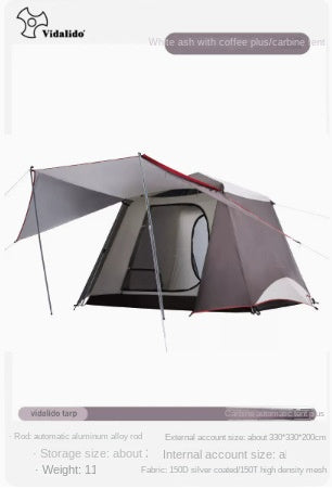 Vidalido CABIN PLUS Series Automatic Cabin Style Tent Portable Lightweight Folding for 4-6 Person Family Shed Leisure Quick Opening Sunshade Tent