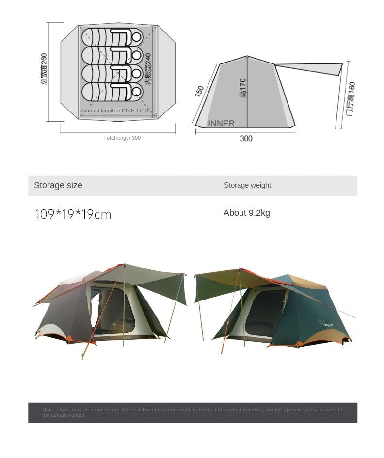 Vidalido CABIN PLUS Series Automatic Cabin Style Tent Portable Lightweight Folding for 4-6 Person Family Shed Leisure Quick Opening Sunshade Tent